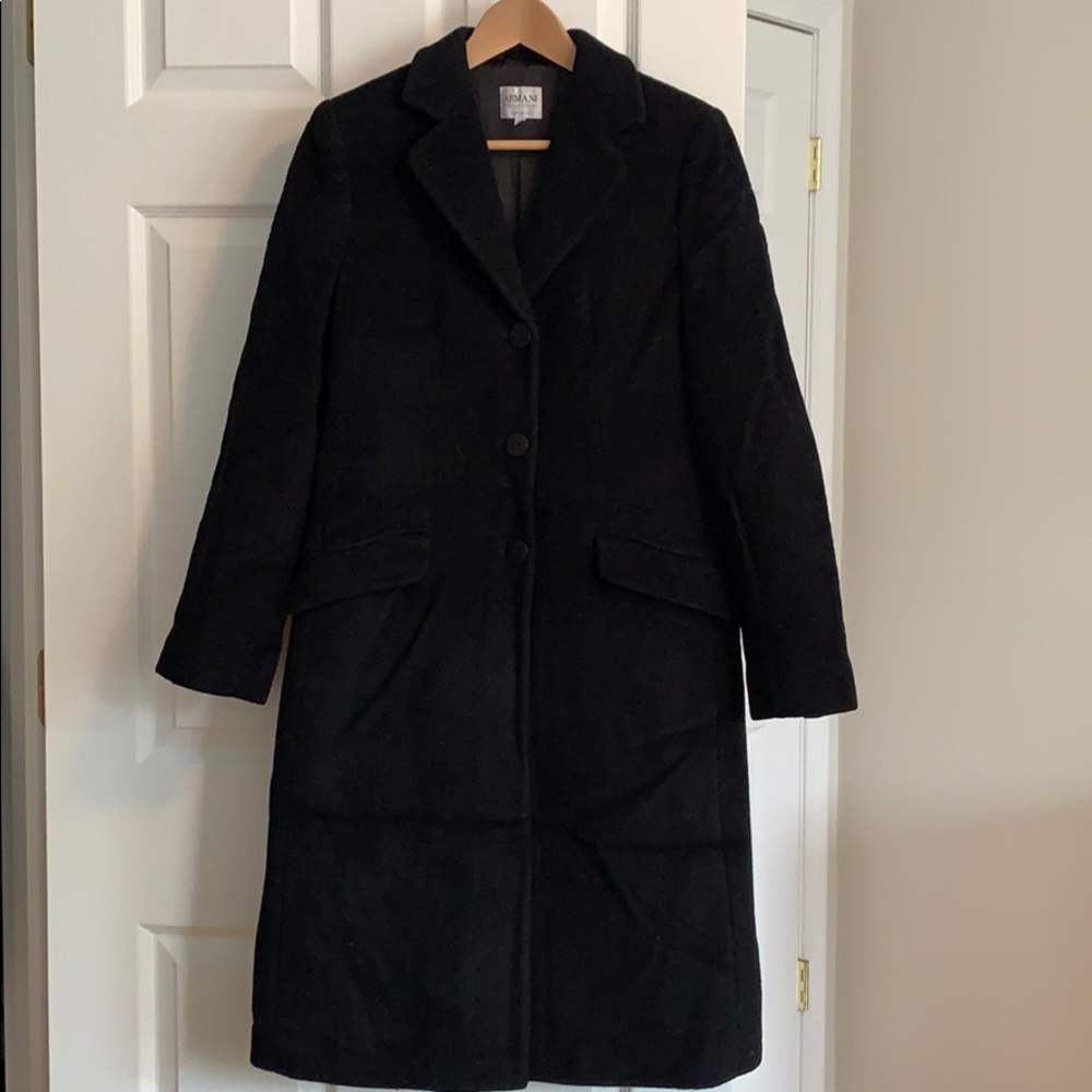 Armani black wool coat
